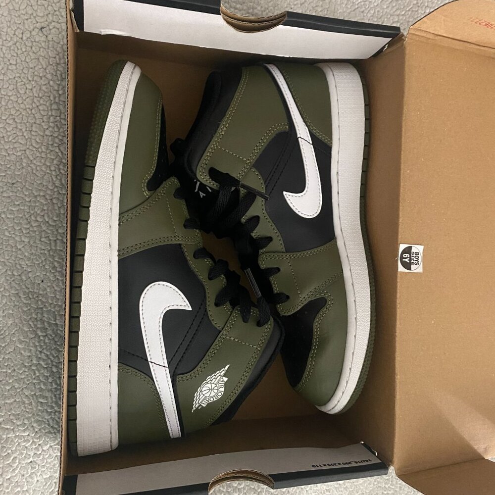 Nike Black/White and Medium Olive Air Jordan 6Y